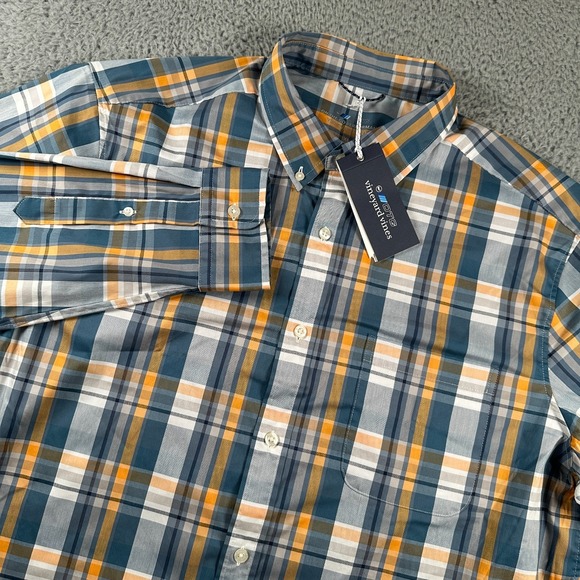 Vineyard Vines Mens OTG Performance XL Long Sleeve Shirt Plaid Colorful NWT - Picture 1 of 10